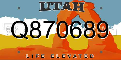 Q870689 Utah License Plate