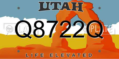 Q8722Q Utah License Plate
