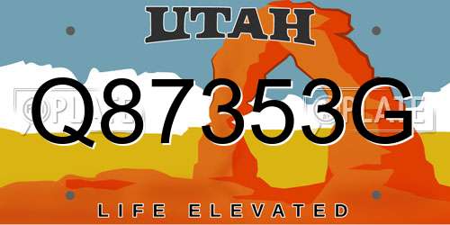 Q87353G Utah License Plate