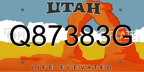 Q87383G Utah License Plate