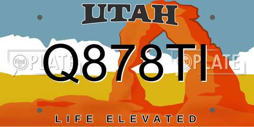Q878TI Utah License Plate