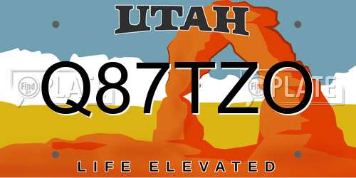 Q87TZO Utah License Plate