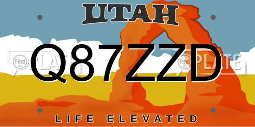 Q87ZZD Utah License Plate