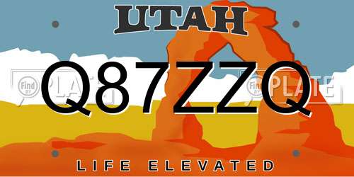Q87ZZQ Utah License Plate