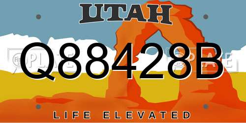 Q88428B Utah License Plate