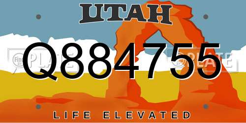 Q884755 Utah License Plate