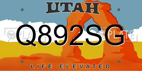Q892SG Utah License Plate