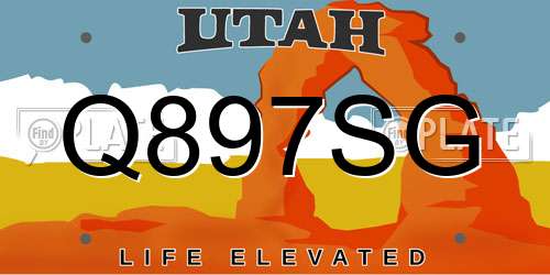 Q897SG Utah License Plate