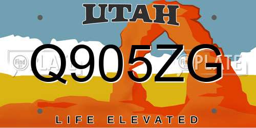 Q905ZG Utah License Plate