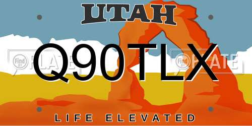 Q90TLX Utah License Plate