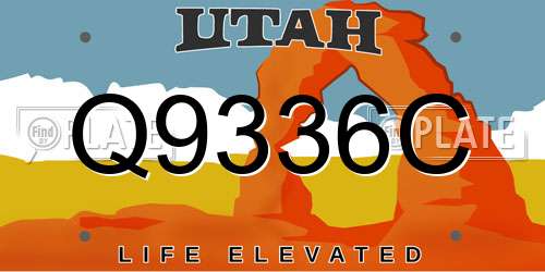 Q9336C Utah License Plate