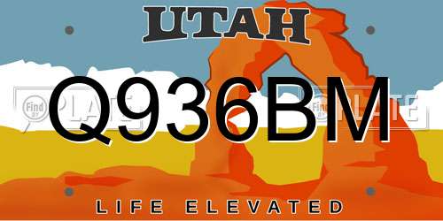 Q936BM Utah License Plate