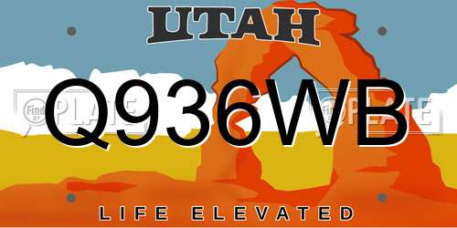 Q936WB Utah License Plate