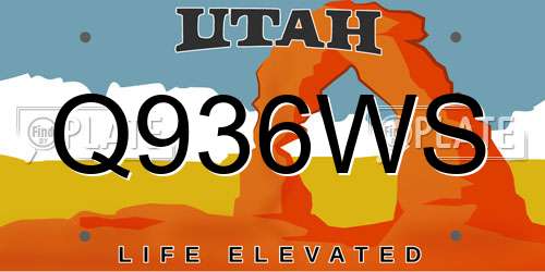 Q936WS Utah License Plate