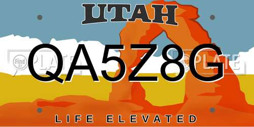 QA5Z8G Utah License Plate