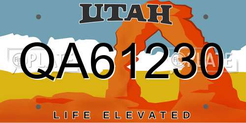 QA61230 Utah License Plate