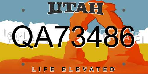 QA73486 Utah License Plate