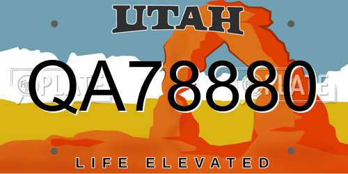 QA78880 Utah License Plate