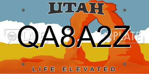QA8A2Z Utah License Plate