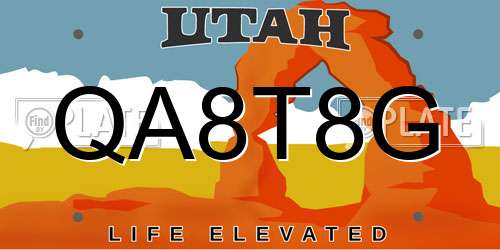 QA8T8G Utah License Plate