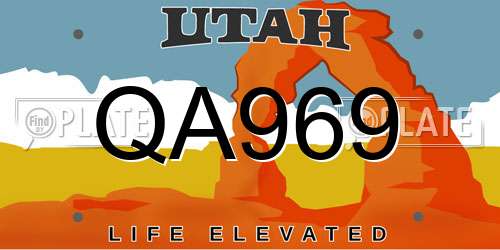 QA969 Utah License Plate