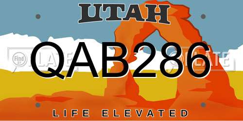 QAB286 Utah License Plate
