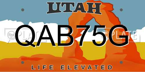QAB75G Utah License Plate
