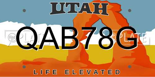 QAB78G Utah License Plate