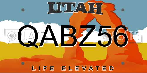QABZ56 Utah License Plate