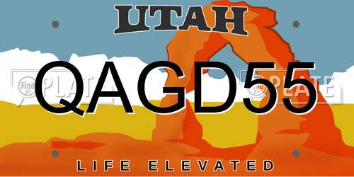 QAGD55 Utah License Plate