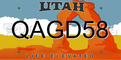 QAGD58 Utah License Plate