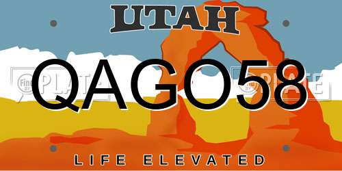QAGO58 Utah License Plate