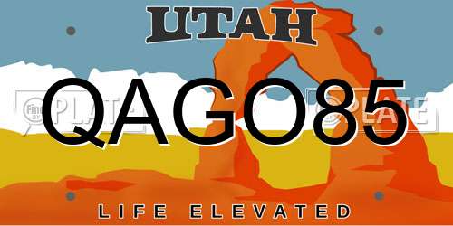 QAGO85 Utah License Plate