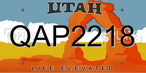 QAP2218 Utah License Plate