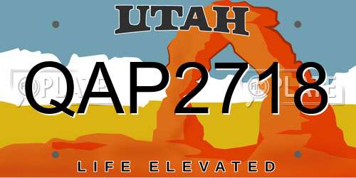 QAP2718 Utah License Plate