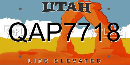 QAP7718 Utah License Plate
