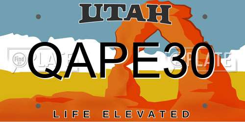 QAPE30 Utah License Plate