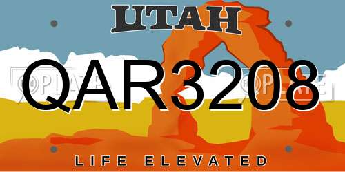 QAR3208 Utah License Plate