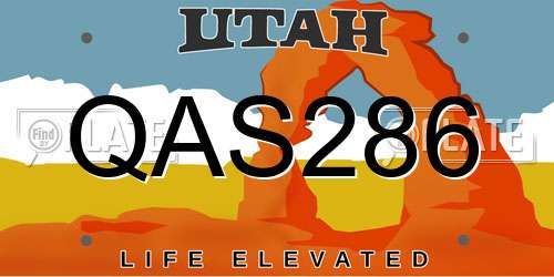 QAS286 Utah License Plate