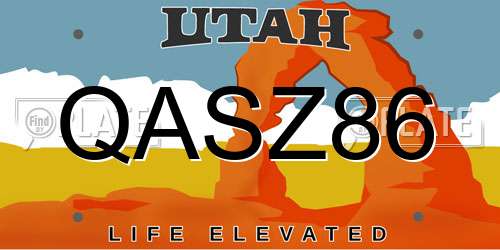QASZ86 Utah License Plate