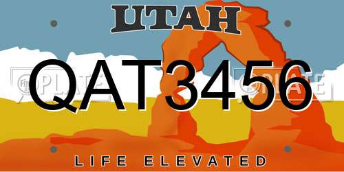 QAT3456 Utah License Plate