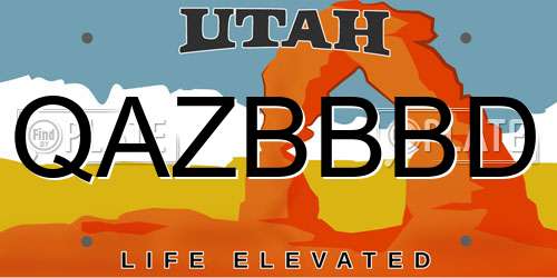 QAZBBBD Utah License Plate