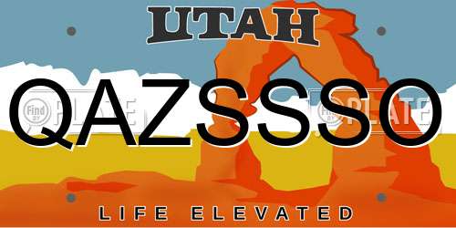 QAZSSSO Utah License Plate