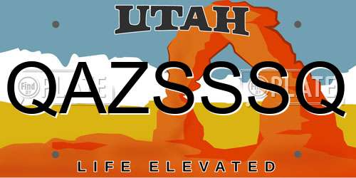 QAZSSSQ Utah License Plate