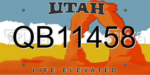 QB11458 Utah License Plate