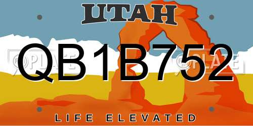 QB1B752 Utah License Plate