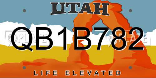 QB1B782 Utah License Plate