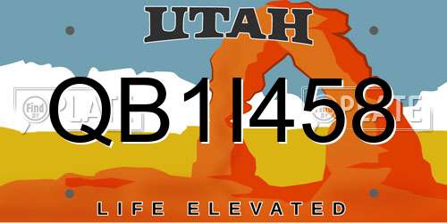 QB1I458 Utah License Plate