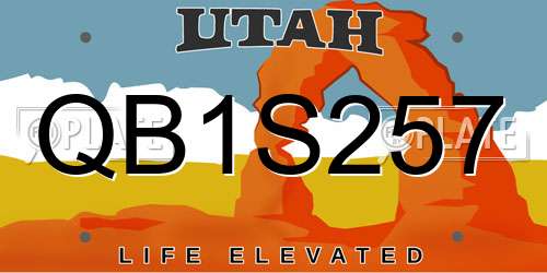 QB1S257 Utah License Plate
