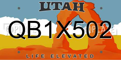 QB1X502 Utah License Plate